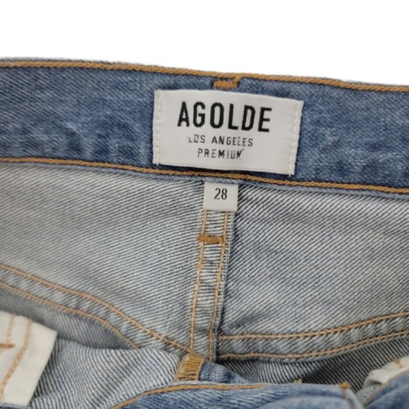 Agolde Riley High Rise Straight Crop Blue Size 28 - Picture 2 of 4